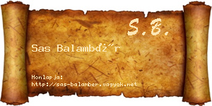 Sas Balambér névjegykártya
